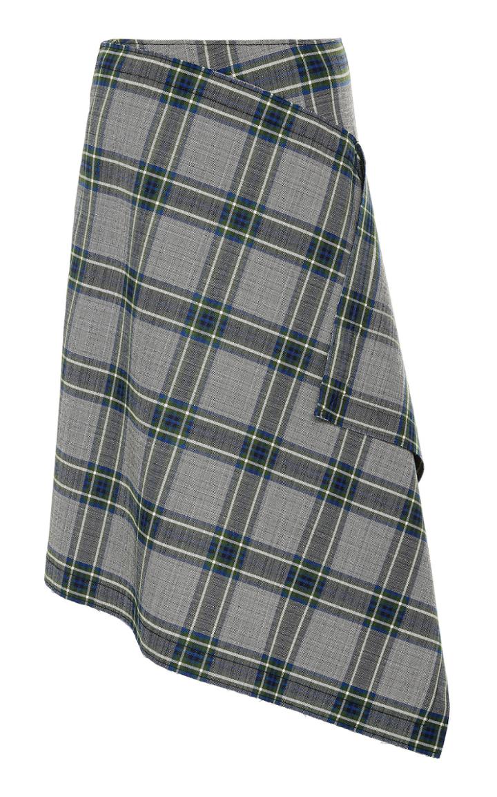 Cdric Charlier Plaid Asymmetric Tweed Skirt