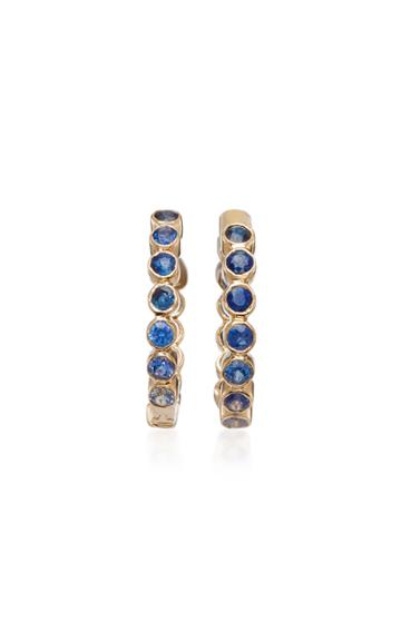 She Bee 14k Gold Sapphire Hoop Earrings
