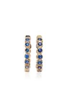 She Bee 14k Gold Sapphire Hoop Earrings