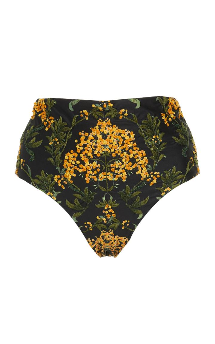 Agua By Agua Bendita Alicia Embroidered High-waisted Bikini Bottom