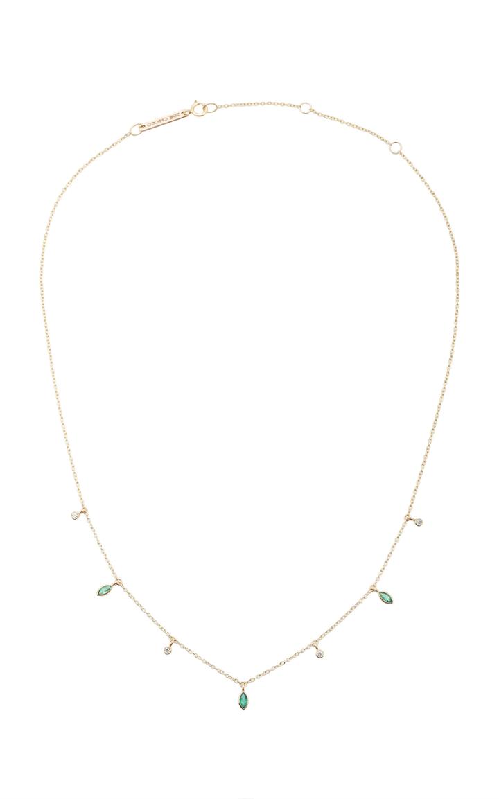 Zo Chicco Dangling Marquis Gemfields Emerald And Diamond Necklace