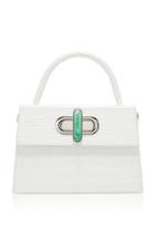 L'afshar Diba Embossed Leather Bag With Silver Link Chain
