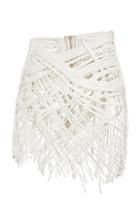 Balmain Embroidered Leather Piping Skirt