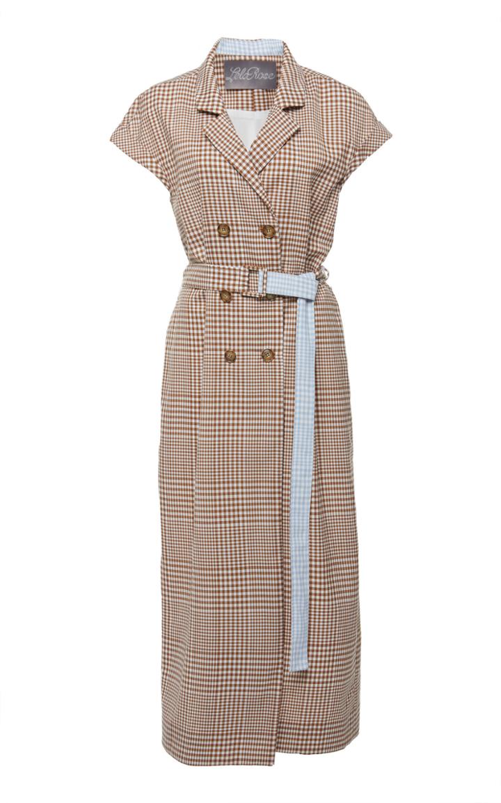 Lela Rose Double-breasted Belted Wool Dress
