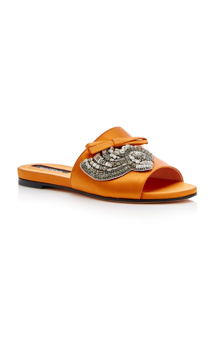 Rochas Crystal Embellished Slide With Bow