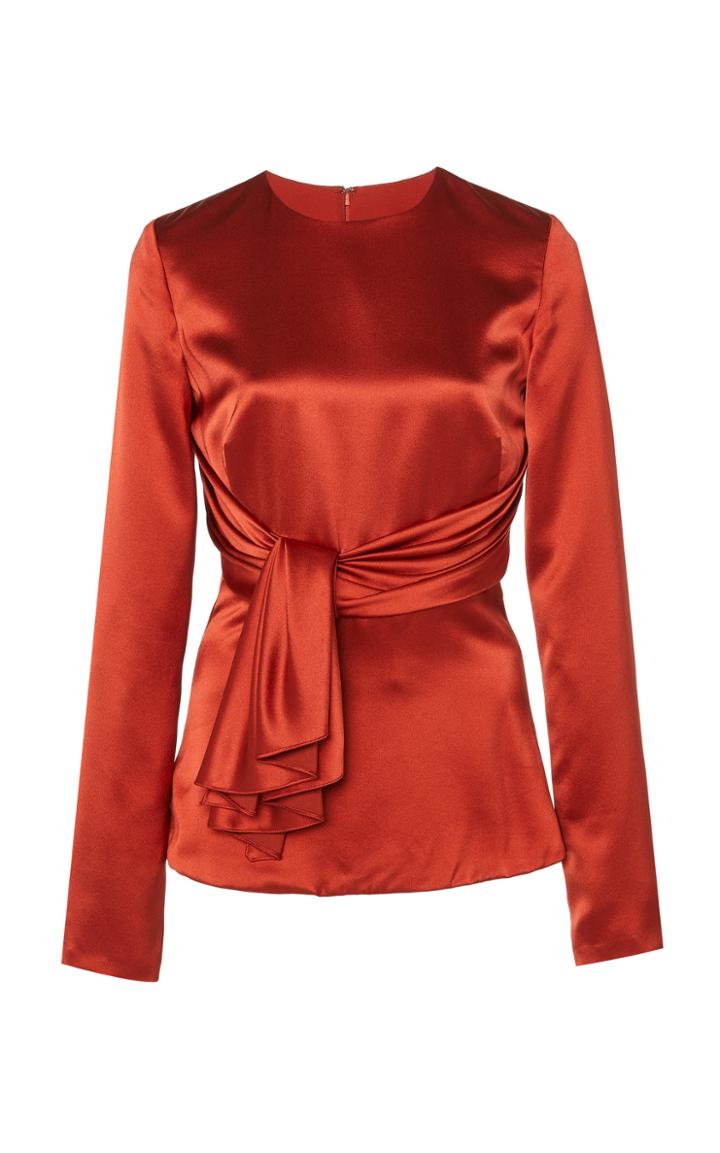 Brandon Maxwell Tie-front Silk-satin Blouse
