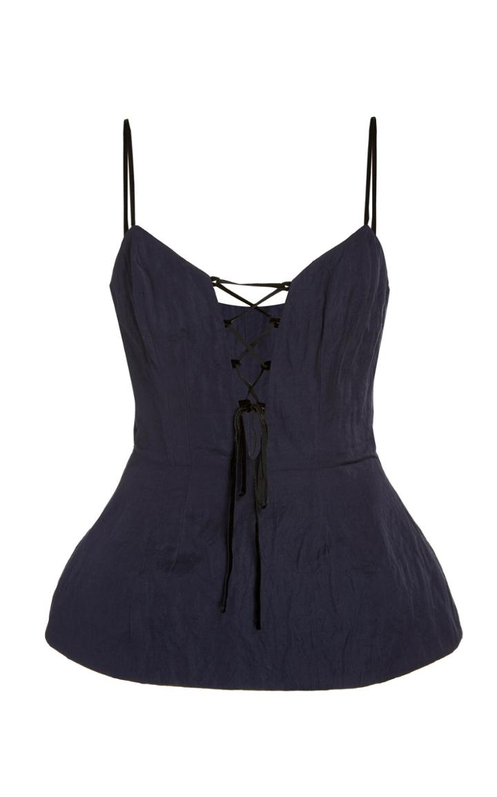 Brock Collection Tie-detailed Peplum Crinkled-twill Top Size: 2