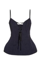 Brock Collection Tie-detailed Peplum Crinkled-twill Top Size: 2