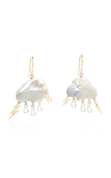 Rachel Quinn Storm Cloud Pearl 14k Yellow Gold Earrings