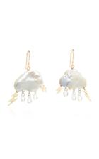 Rachel Quinn Storm Cloud Pearl 14k Yellow Gold Earrings