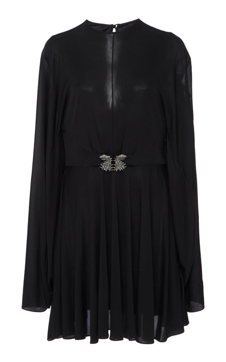 Valentino Belted Cape-effect Chiffon Mini Dress