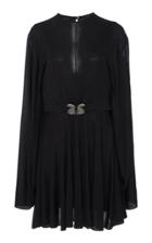 Valentino Belted Cape-effect Chiffon Mini Dress