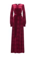 Luisa Beccaria Velvet Long Sleeve Maxi Dress