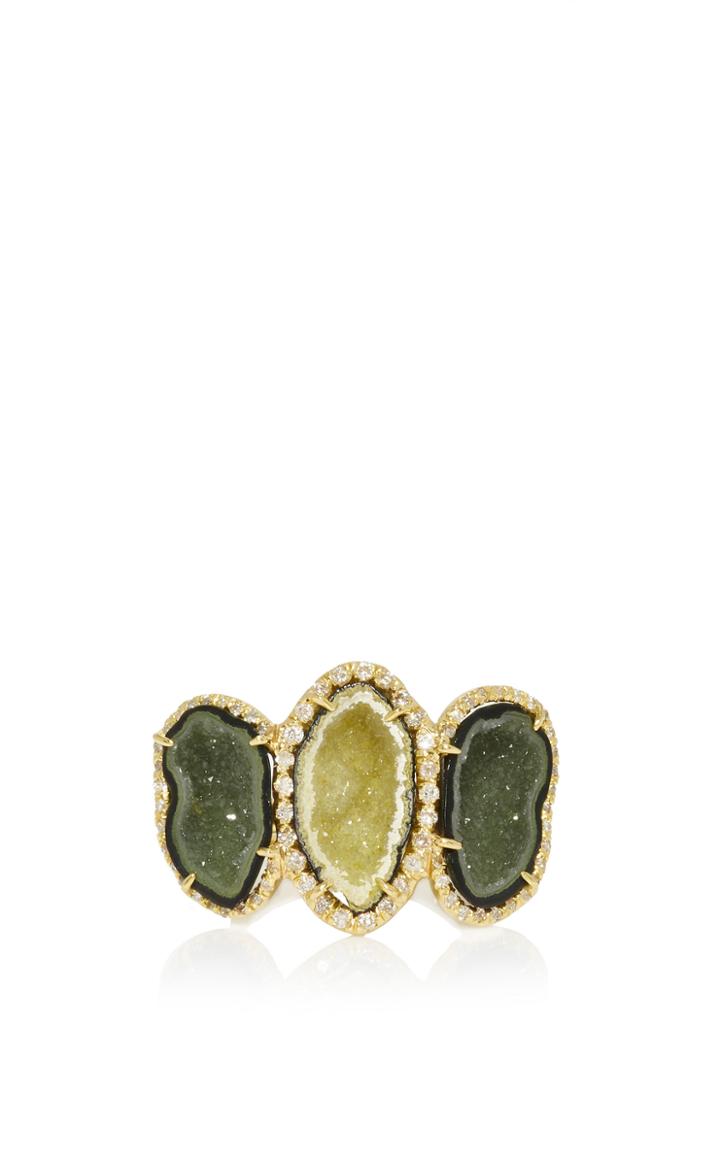 Kimberly Mcdonald Triple Green Geode And Diamond Ring