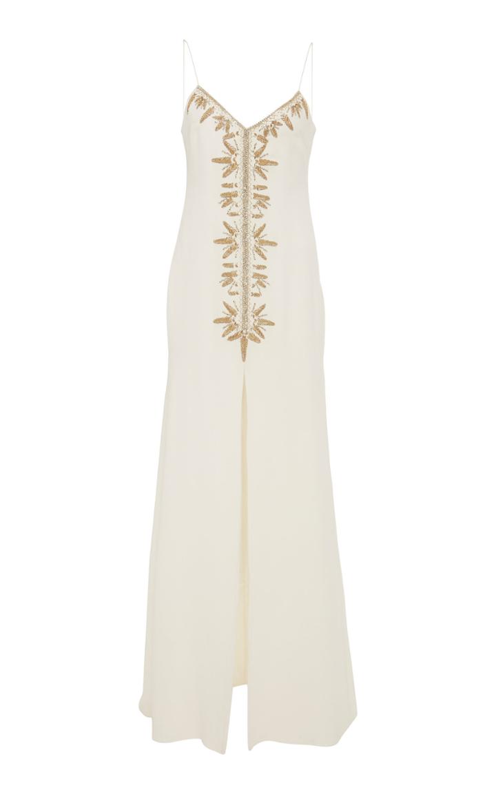 Cucculelli Shaheen Gold Arrows Silk Crepe Gown