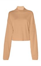 Sally Lapointe Oversized Wool, Silk And Cashmere Cropped Mockneck Top