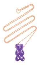 Lauren X Khoo Gummy Bear 18k Rose-gold Quartz And Diamond Necklace