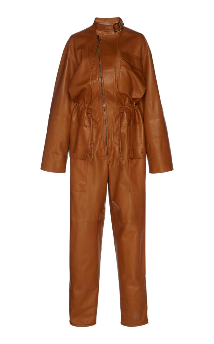 Salvatore Ferragamo Vicuna Plonge Nappa Leather Jumpsuit