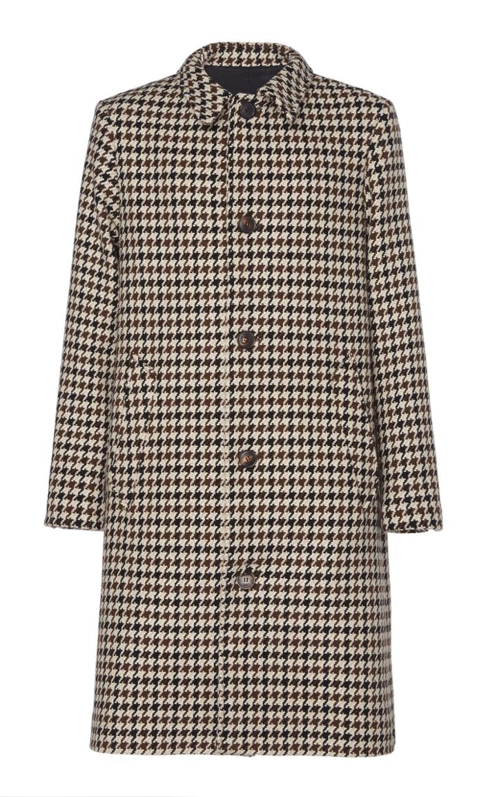 Ami Manteau Checked Cotton-blend Coat Size: 46