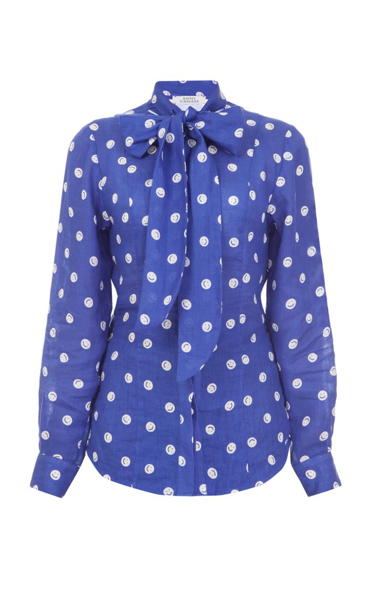 Ksenia Schnaider Smiling Polka Dot Bow Blouse