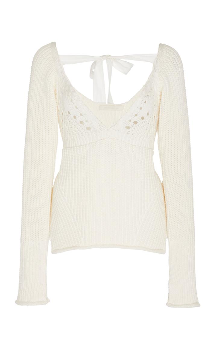 Moda Operandi Jonathan Simkhai Gabriella Ribbed Open-knit Sweater Size: S