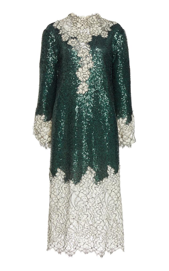 Costarellos Mock Neck Embellished Dress