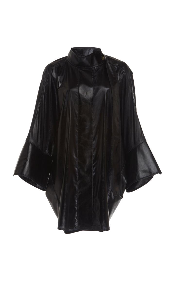 Rejina Pyo Briana Snap-collar Coated-satin Cocoon Shirt