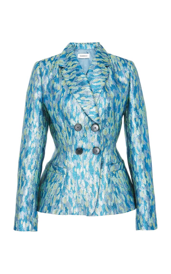 Claudia Li Metallic Jacquard Double Breasted Jacket