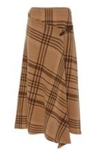 Ralph Lauren Wrap-effect Asymmetric Checked Wool Midi Skirt