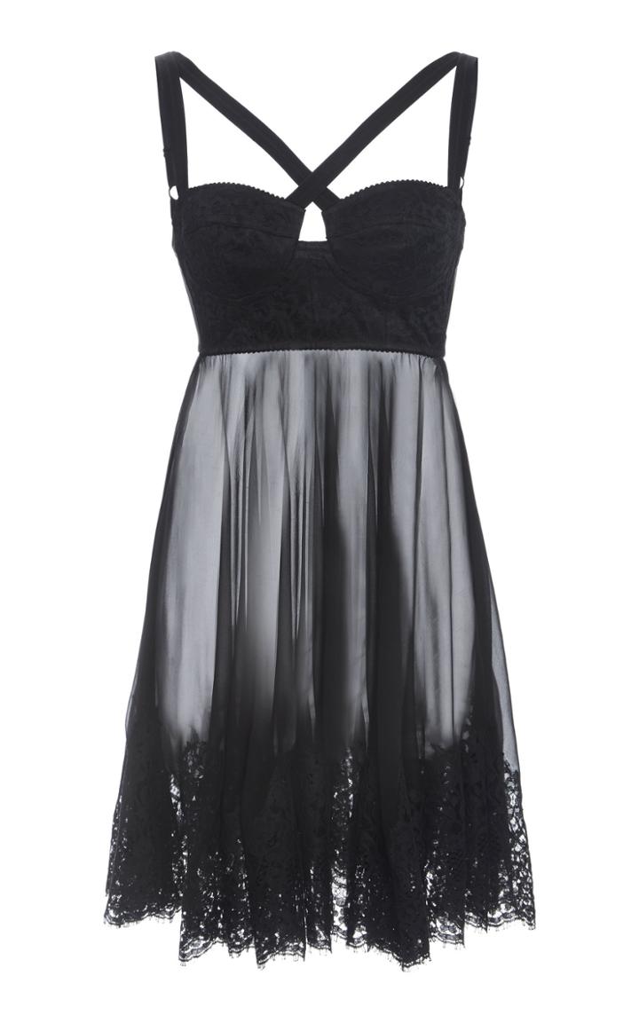 Moda Operandi Dolce & Gabbana Lace-trimmed Chiffon Dress Size: 36