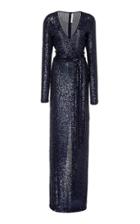 Naeem Khan Sequin Embellished V-neck Gown With Belt
