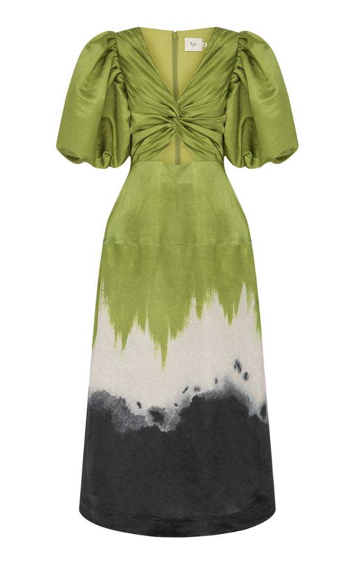 Moda Operandi Aje Arcadian Knot-accented Linen-blend Dress