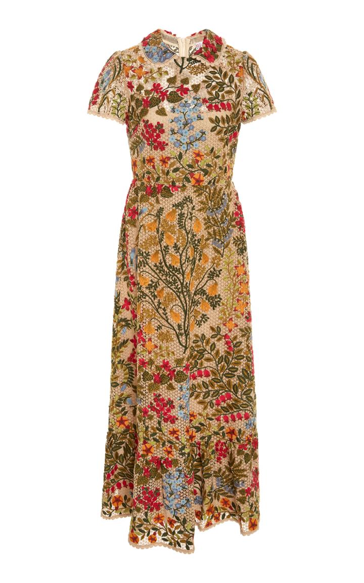 Red Valentino Floral Embroidered Macram Dress