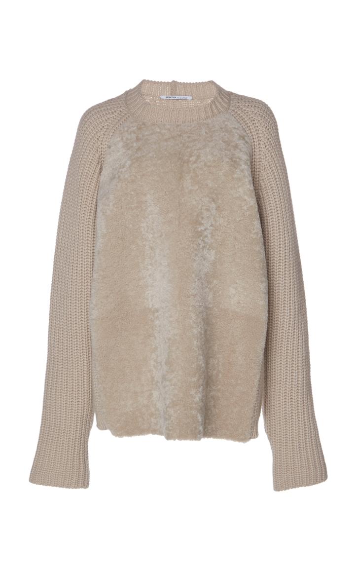Agnona Shearling-trimmed Cashmere Sweater