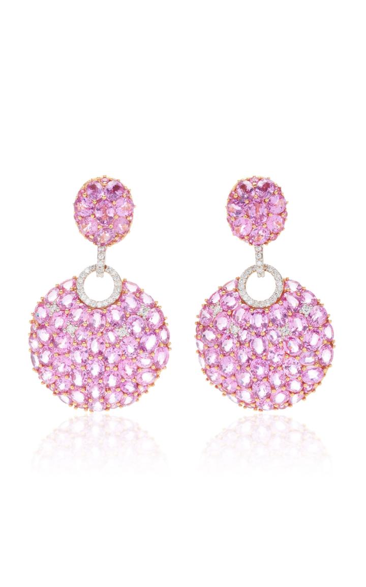 Giovane 18k White Gold Pink Sapphire And Diamond Earrings