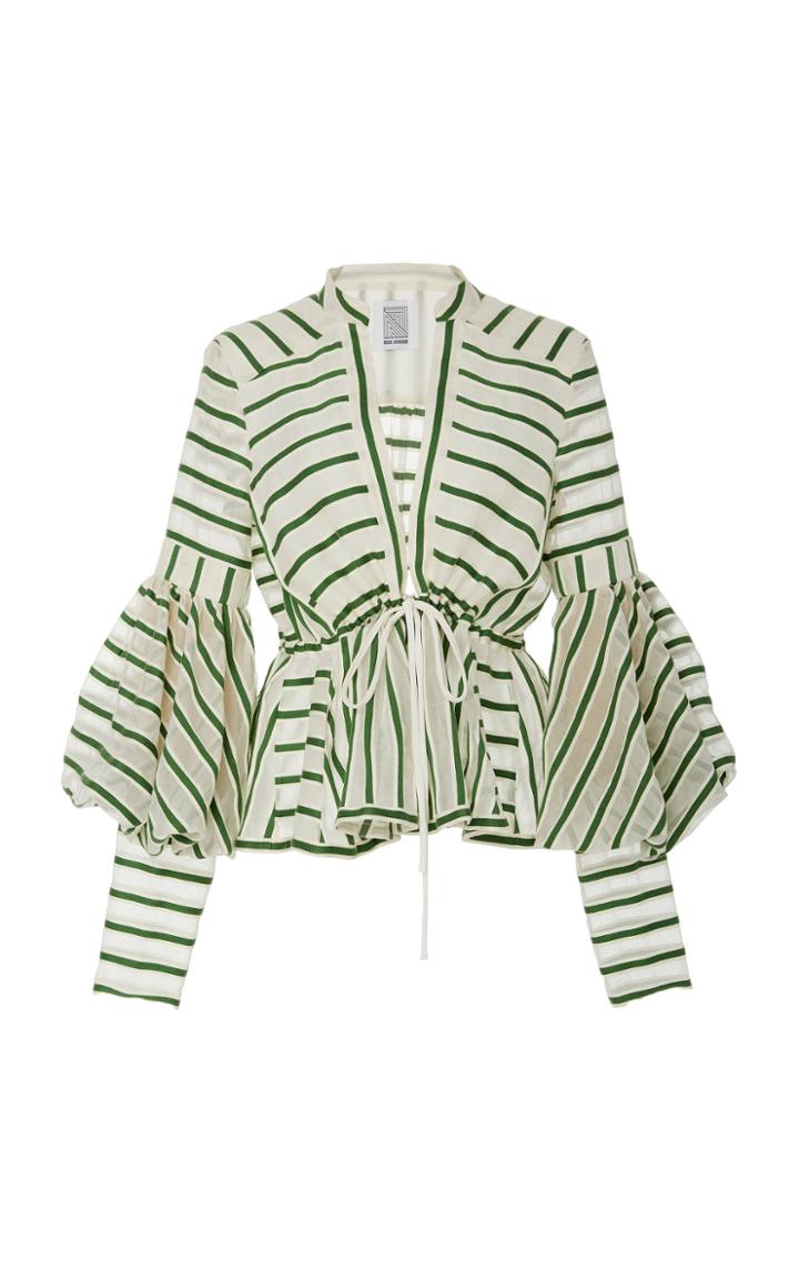 Rosie Assoulin Striped Wool And Silk-blend Top