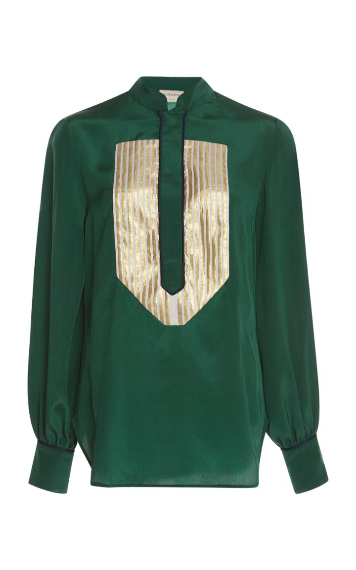 Zeus + Dione Delphi Long Sleeve Crepe De Chine Blouse