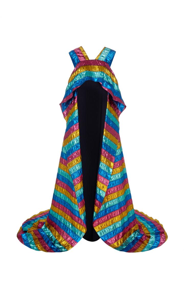Moda Operandi Christian Siriano Draped Cape-effect Crepe-lam Dress Size: 0