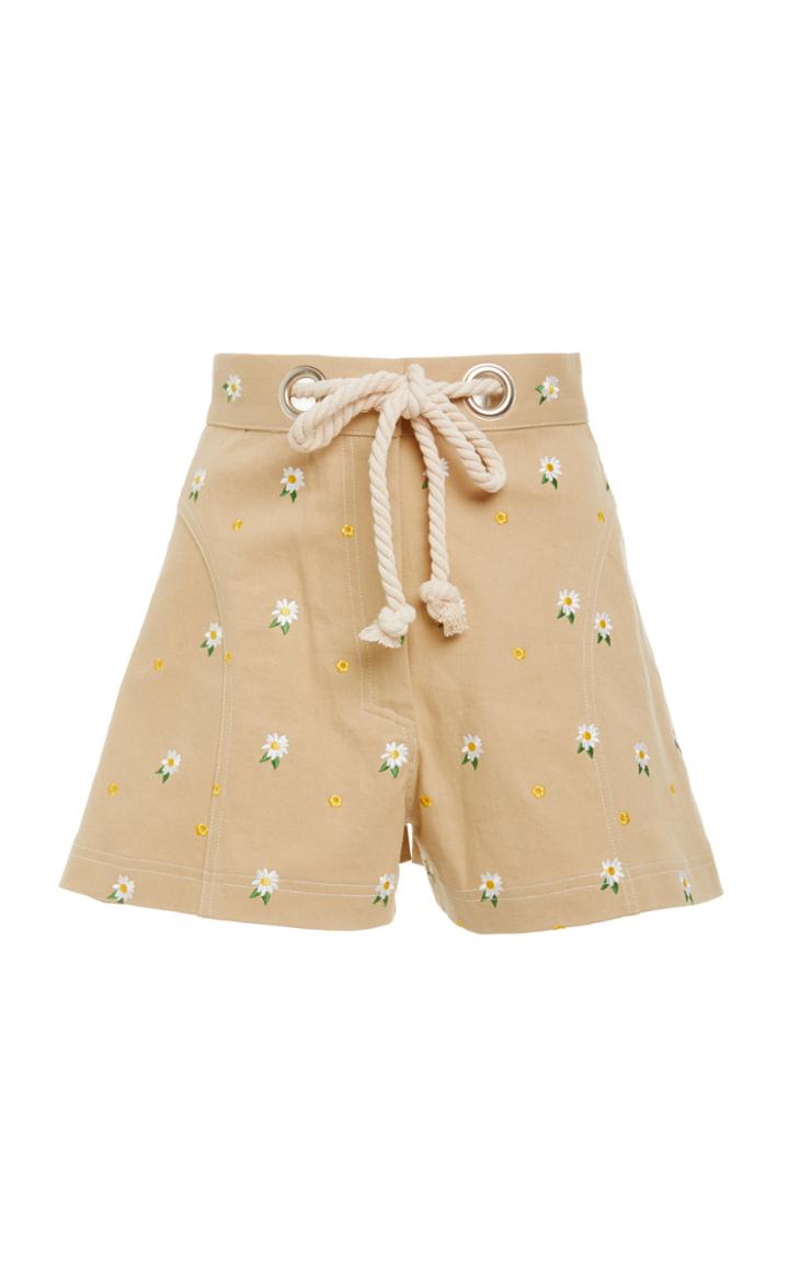 Miaou Greta Stretch Cotton High-waisted Shorts