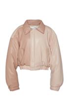 Nanushka Bomi Two-toned Faux Leather Cropped Bomber Jacket