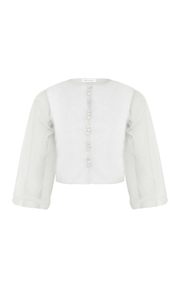 Razan Alazzouni Button Down Bubble Sleeve Top