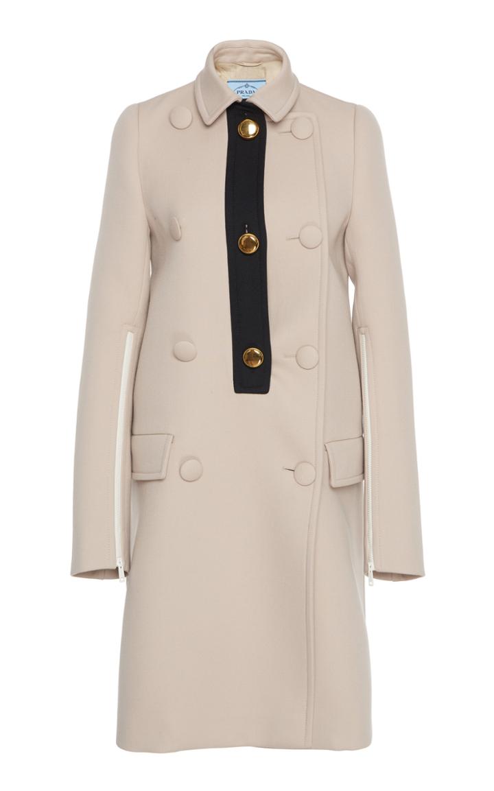 Prada Wool Gabardine Button Accent Coat