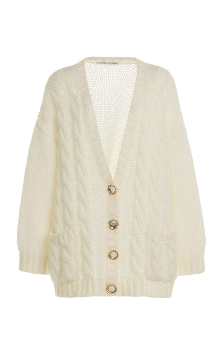 Alessandra Rich Button-detailed Oversized Mohair-wool Cardigan