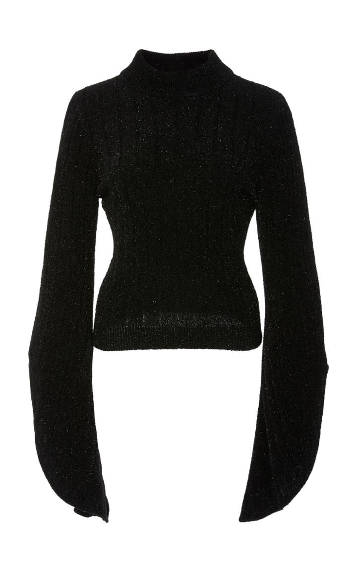 Brandon Maxwell Knit Bell Sleeve Pull Over