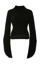 Brandon Maxwell Knit Bell Sleeve Pull Over