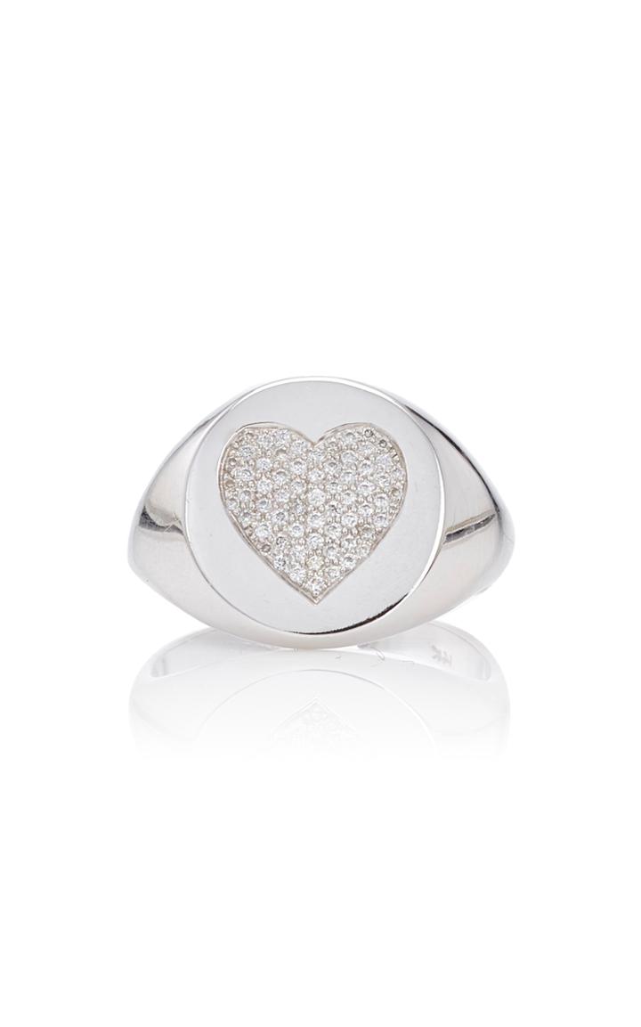 Emily & Ashley White Gold Diamond Heart Signet Pinky Ring