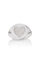 Emily & Ashley White Gold Diamond Heart Signet Pinky Ring