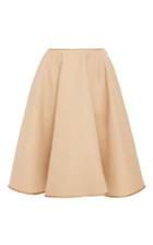 Paule Ka Cotton Flared Skirt With Bronze Trim With Pockets