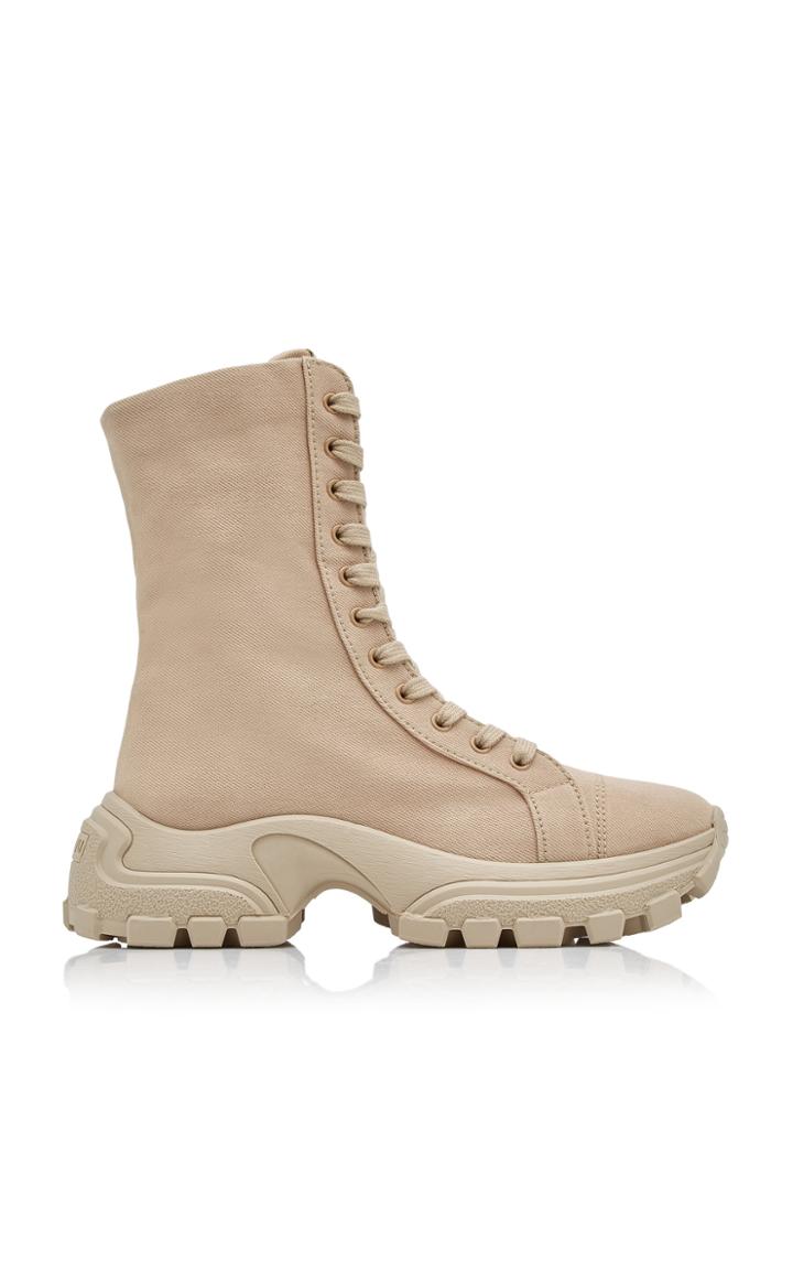 Miu Miu Washed Denim Combat Boots