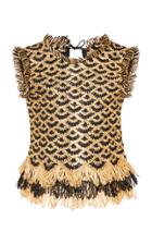 Moda Operandi Oscar De La Renta Fringed Pointelle-raffia Top Size: 12